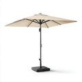 Kwadratowy parasol ogrodowy z korbą, beżowy, poliester i stal, 300 x 300 cm