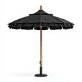 Okrągły parasol ogrodowy z poliestru i drewna, czarny Ø300 cm, wys. 250 cm