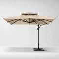 Boczny parasol ogrodowy z metalowym stelażem, beżowo-czarny, 300 x 300 x 250 cm
