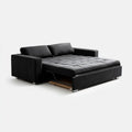 Czarna dwuosobowa sofa rozkładana z tapicerką tkaninową, 205 × 95 × 85 cm