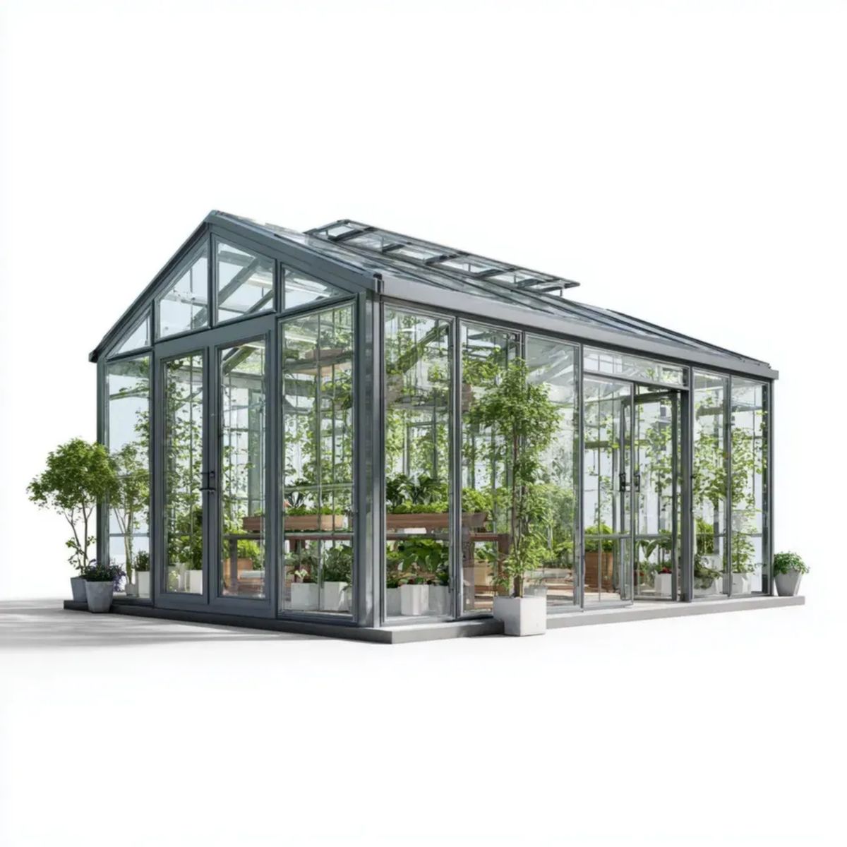 Szklarnia ogrodowa antracytowa z aluminium i szkła hartowanego 600 × 300 × 250 cm