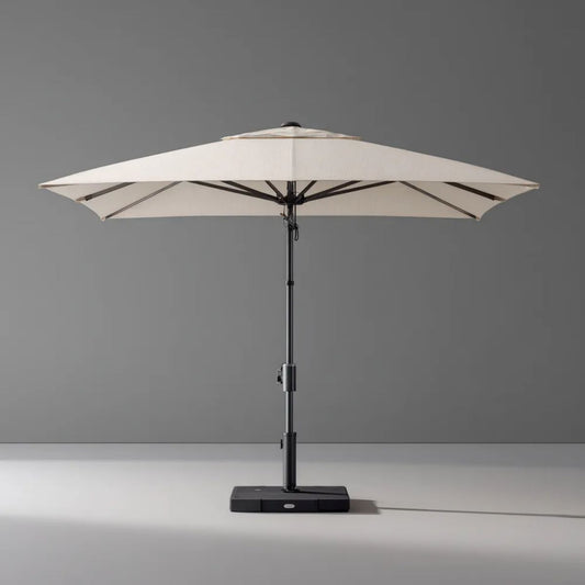 Kwadratowy parasol ogrodowy z poliestru 300 x 300 cm z podstawą, kremowo-czarny