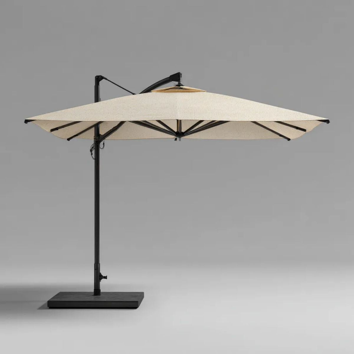 Boczny parasol ogrodowy z poliestru i stali 300 × 300 cm, beżowo-czarny