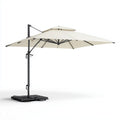 Boczny parasol ogrodowy aluminiowy z poliestrową czaszą 400 x 300 cm kremowo-czarny z podstawą