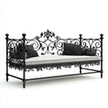Metalowa sofa łóżko dzienne ze stali, czarna, 209 × 97 × 110 cm