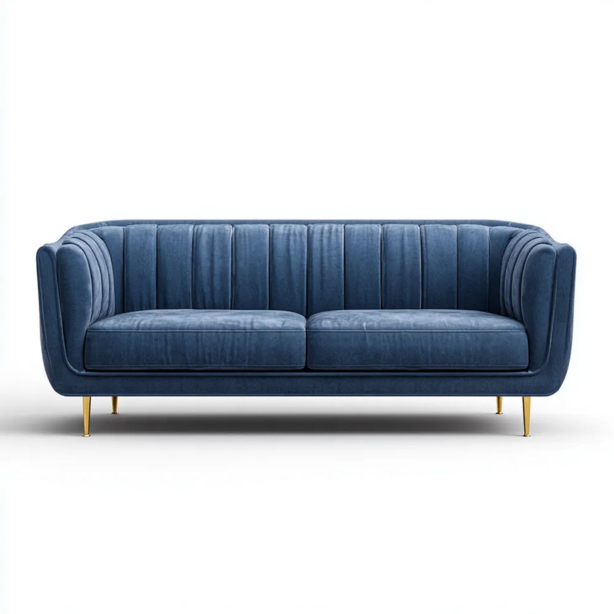 Dwuosobowa sofa aksamitna granatowa ze złotymi nogami 180 × 85 × 78 cm