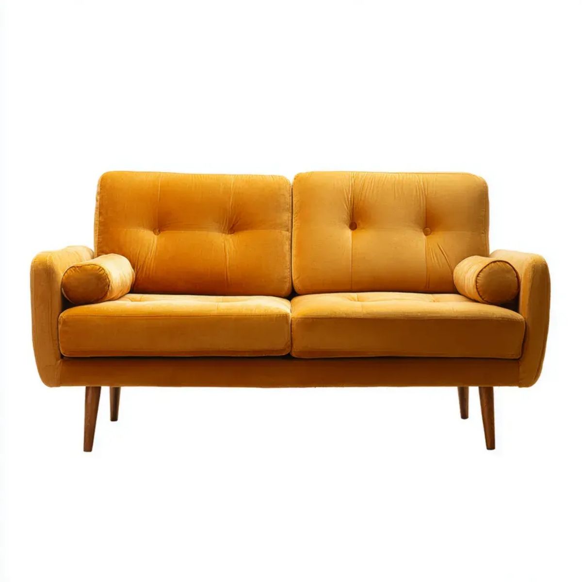 Dwuosobowa sofa z tkaniny musztardowa 160 x 84 x 84 cm