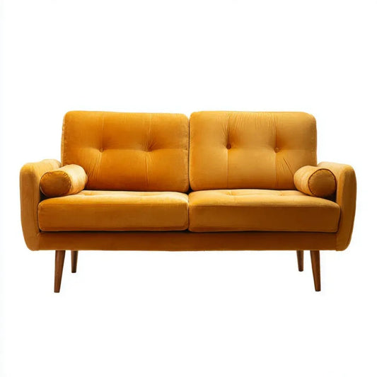Dwuosobowa sofa z tkaniny musztardowa 160 x 84 x 84 cm