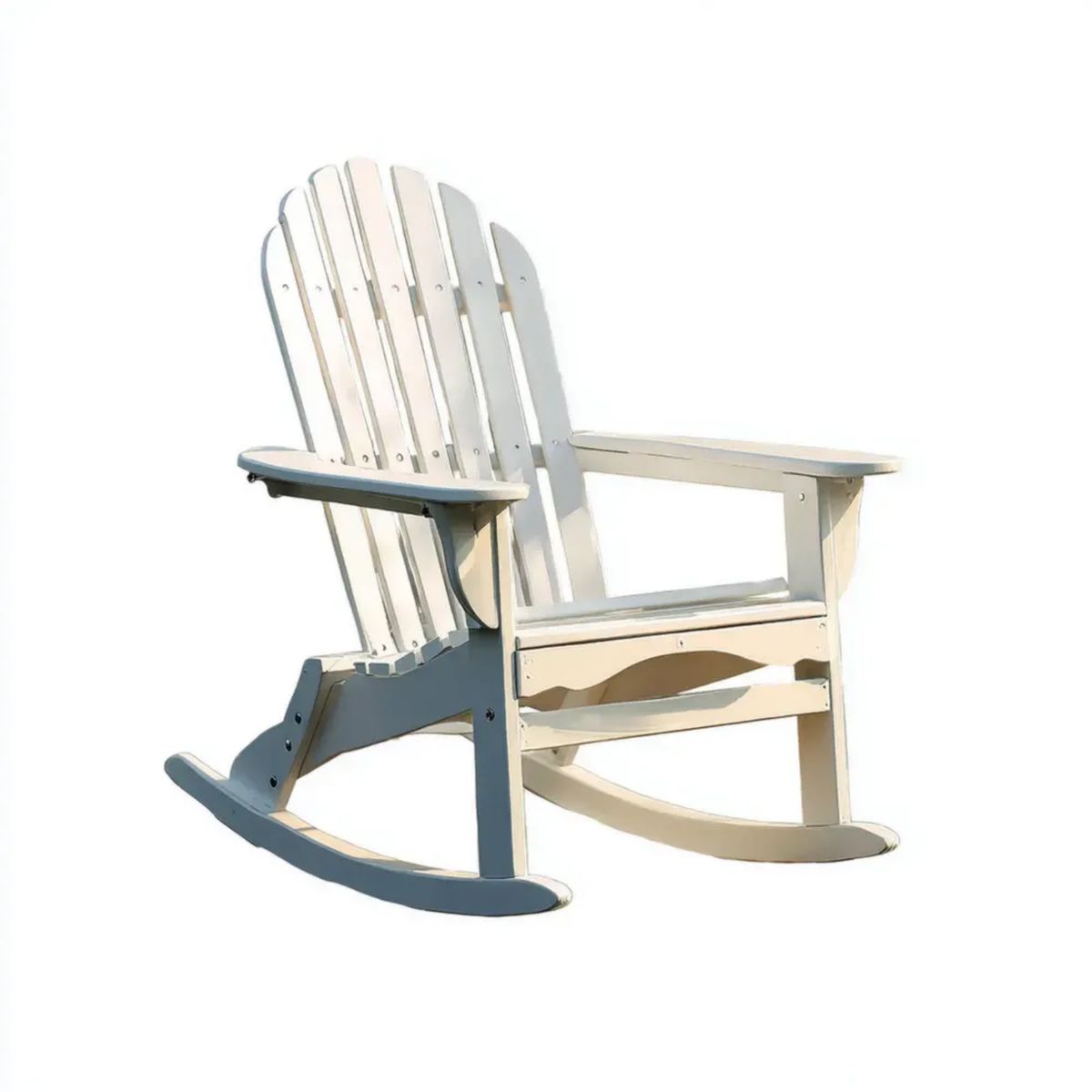 Biały drewniany fotel bujany ogrodowy Adirondack 79 × 96 × 98 cm