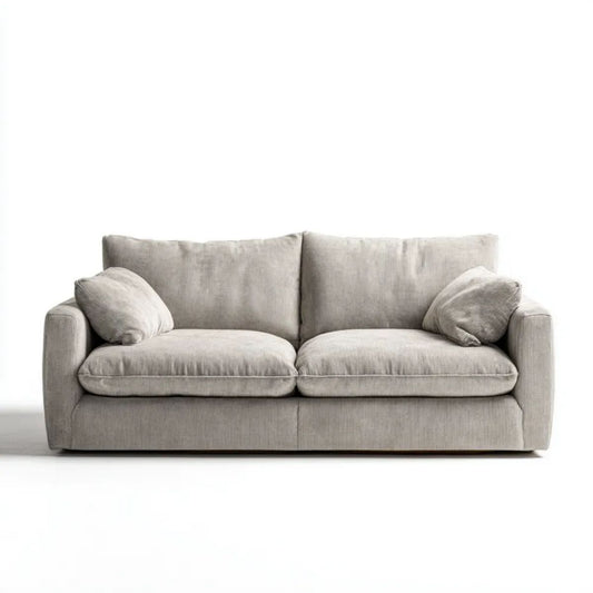 Dwuosobowa sofa z poliestru sztruksowego jasnobeżowa 180 x 90 x 85 cm