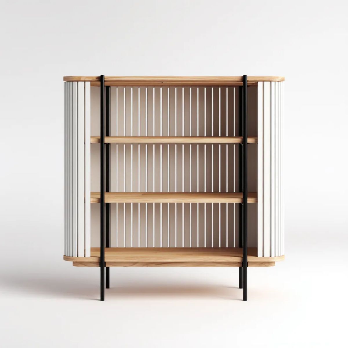 Regał z 3 półkami MDF bambus stal 100 × 40 × 110 cm naturalny biały czarny