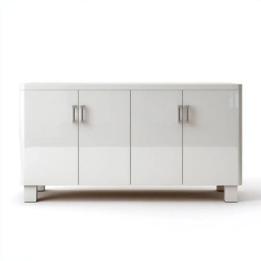 Biała komoda z płyty MDF 160 × 40 × 85 cm, 4 drzwi