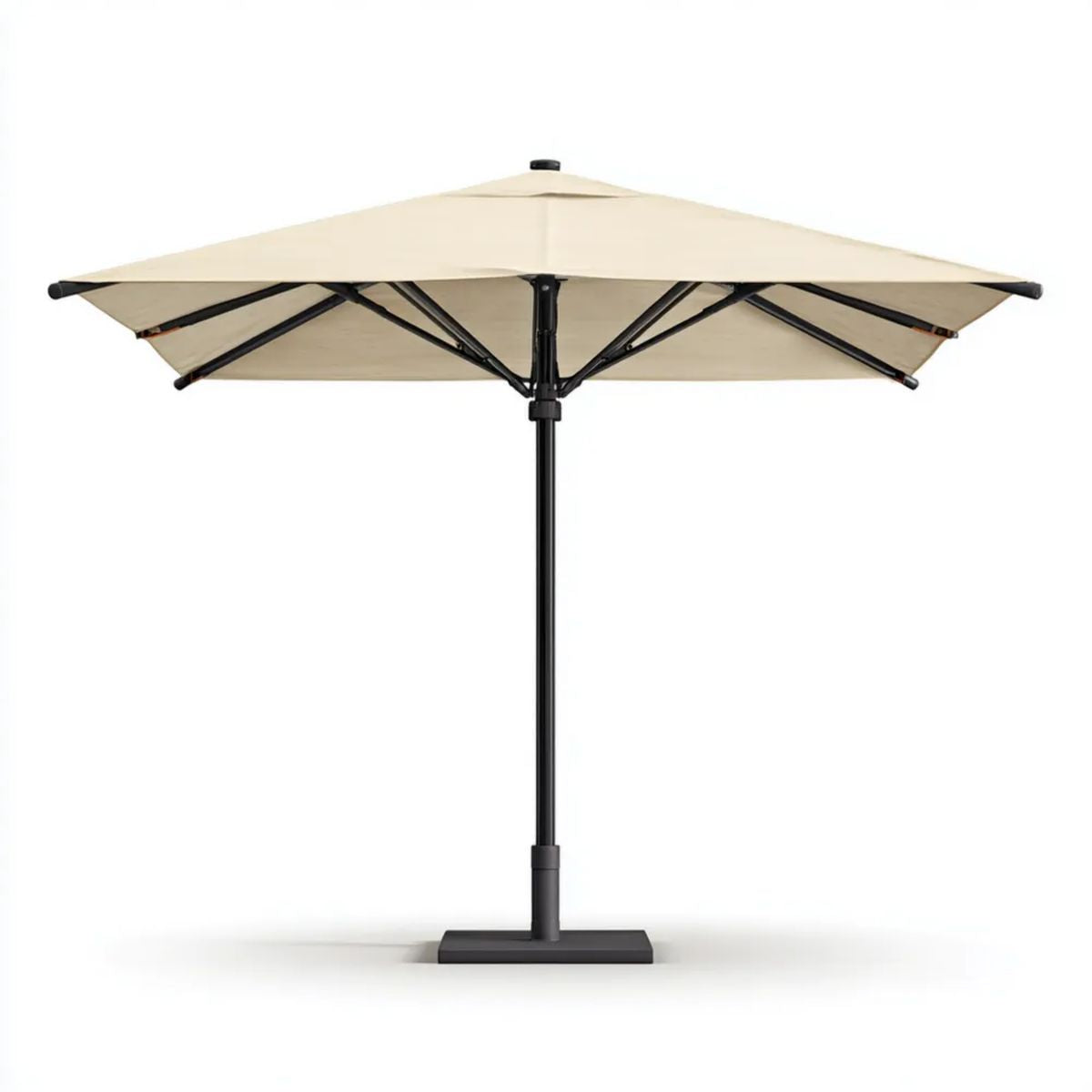 Centralny parasol ogrodowy z poliestru i stali 300 × 300 × 250 cm, beżowo-czarny