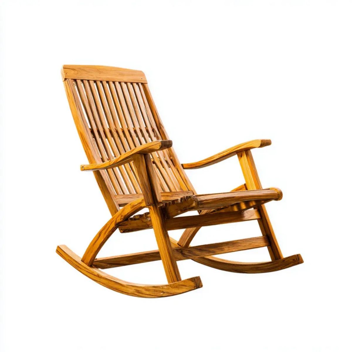 Brązowy fotel bujany ogrodowy z litego drewna akacjowego 100 × 65 × 105 cm