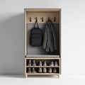 Otwarta szafa z siedziskiem i półkami na buty MDF 80 x 35 x 190 cm Jasny dąb/Szary/Czarny
