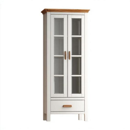 Witryna stojąca biała z płyty MDF i szkła, 60 × 40 × 180 cm