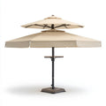 Beżowy kwadratowy parasol ogrodowy z podwójną czaszą poliestrową 300 × 300 cm